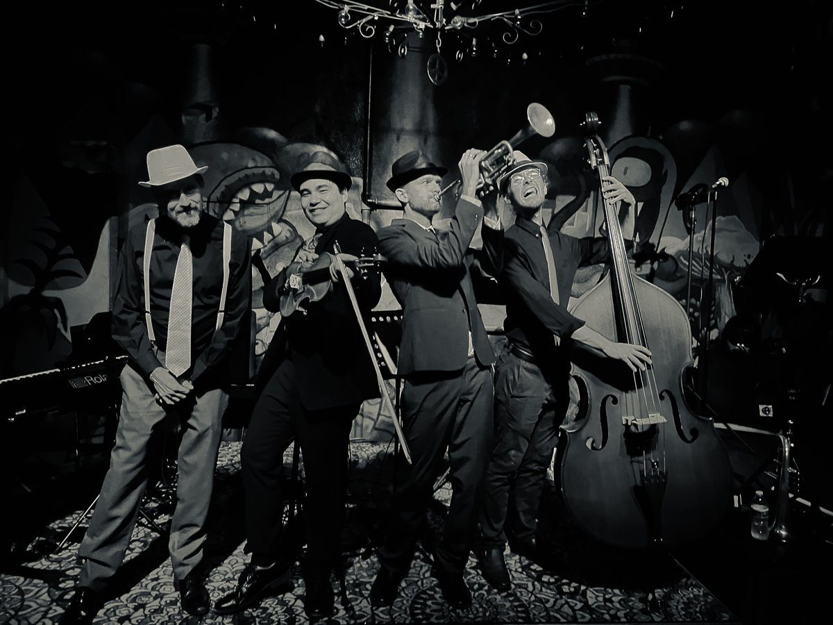 The band in full swing on stage